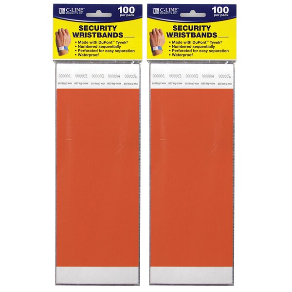 DuPont Tyvek Security Wristbands, Orange, PK200